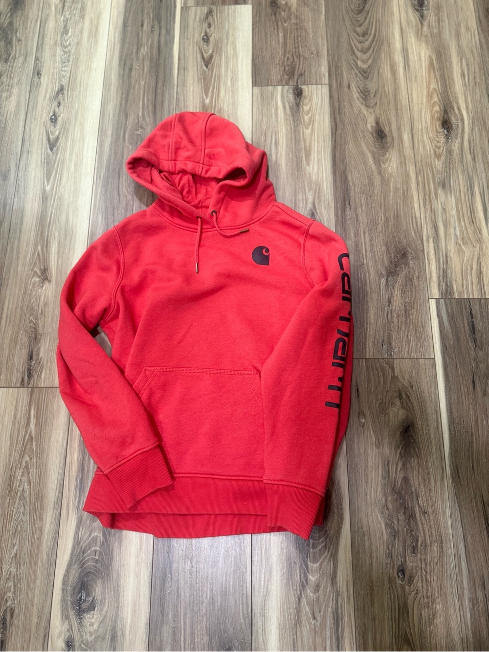 Carhartt Red Hoodie with Sleeve Logo